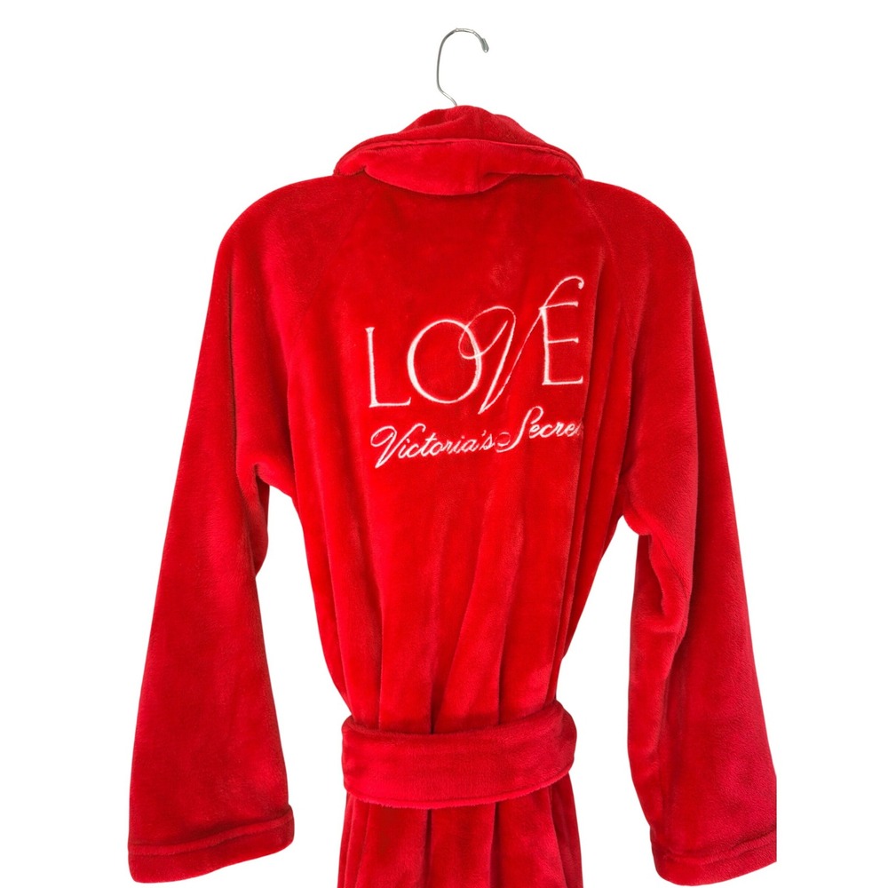 Victoria's Secret Love Robe Red Plush Lounge Loungewear Cozy Soft Medium Large